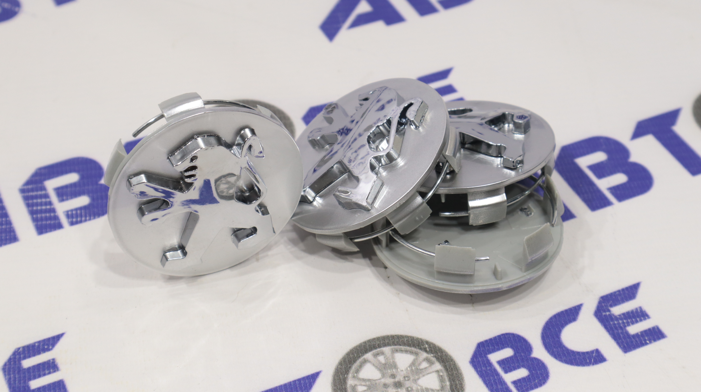 Колпачок ступицы (пластик) комплект 4шт PEUGEOT серые хром (60мм)